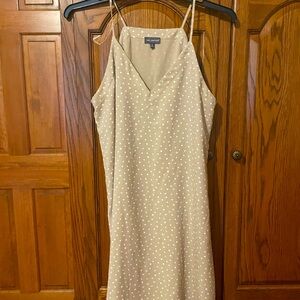 Beautiful summertime dress tan with white polka dots